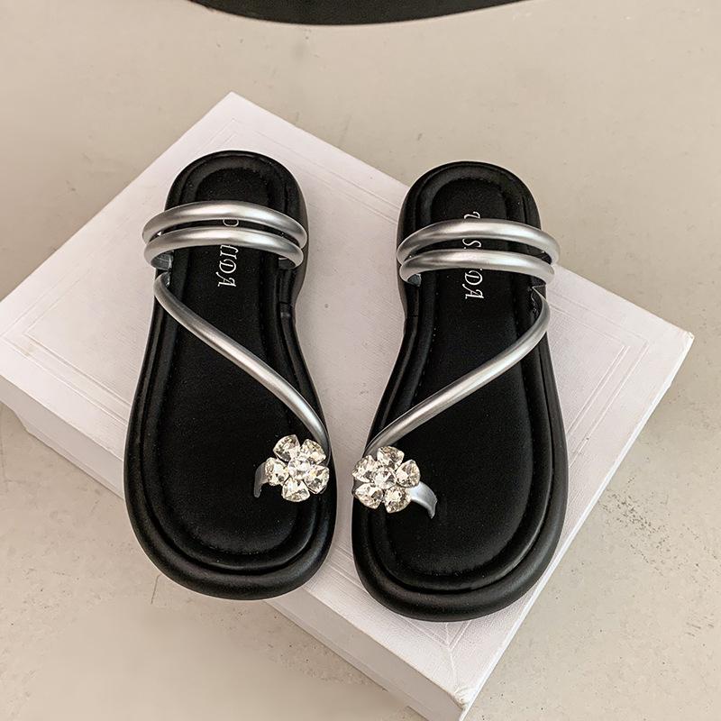 

Internet celebrity platform slippers women s 2025 summer new Korean version simple casual cover toe women s beach cool slippers women 40 серебряный