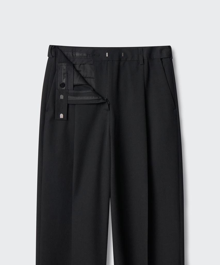 MUSINSA STANDARD WOMAN Women'S Low Waist Deep Tuck Wide Hidden Banding Slacks [Black]