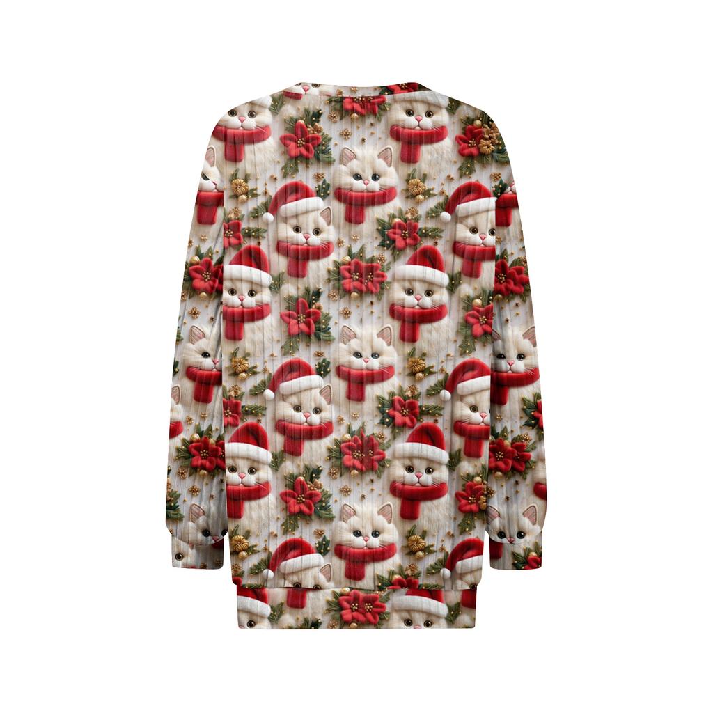 Women's Printed Lightweight Brushed-Cotton Round Neck Top