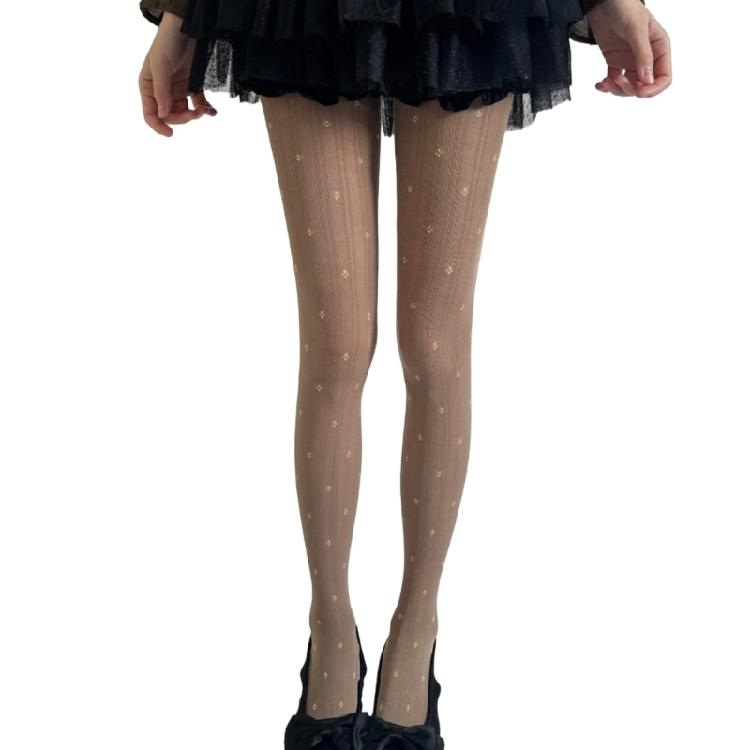 Women's Ribbed Cotton Tights with Flower Pattern High Elasticity Warmth Semi Opaque Pantyhose Slimming Leggings Hosiery