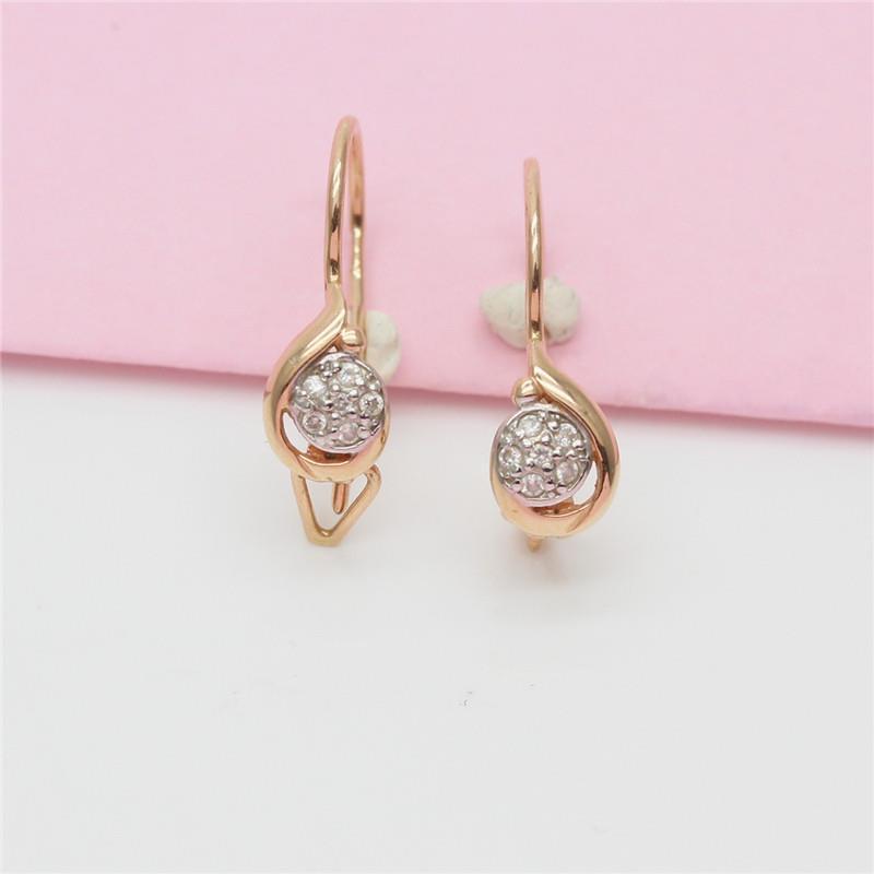Exquisite Purple Gold Inlaid Zircon Earrings Simple Light Luxury Russian 585 Rose Gold Plated Fashion Colored Gold Earrings