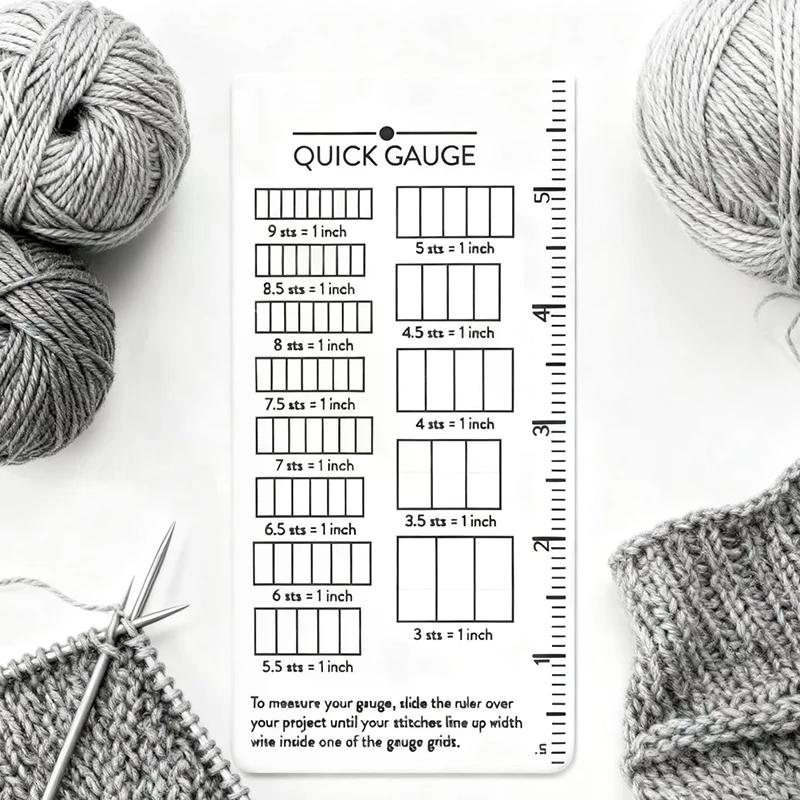 Quick Gauge Ruler,Gauge Ruler For Knitting And Crochet,No Counting Needed,Easy To Measure Stitch Gauges For Sewing, Knitting