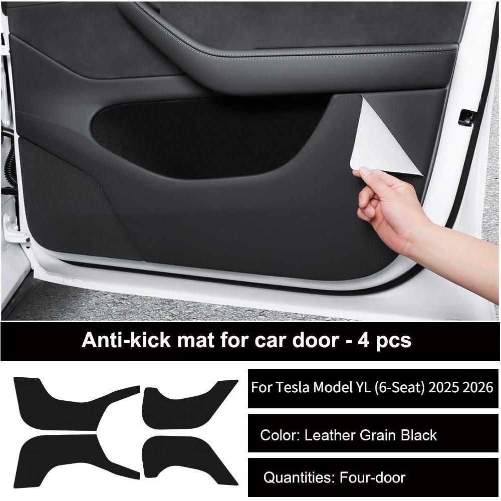 For Tesla Model 3 Y 2026 Car Door Anti-kick Mat Panel Leather Carbon Fiber Interior Glove Box Protective Sticker Car Accessories