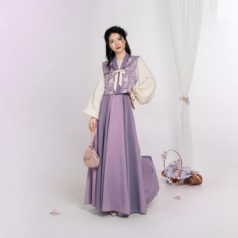 Zhiping Si Women's Tang Dynasty Hanfu: Beizi, Round-Neck Shirt & Eight-Panel Skirt