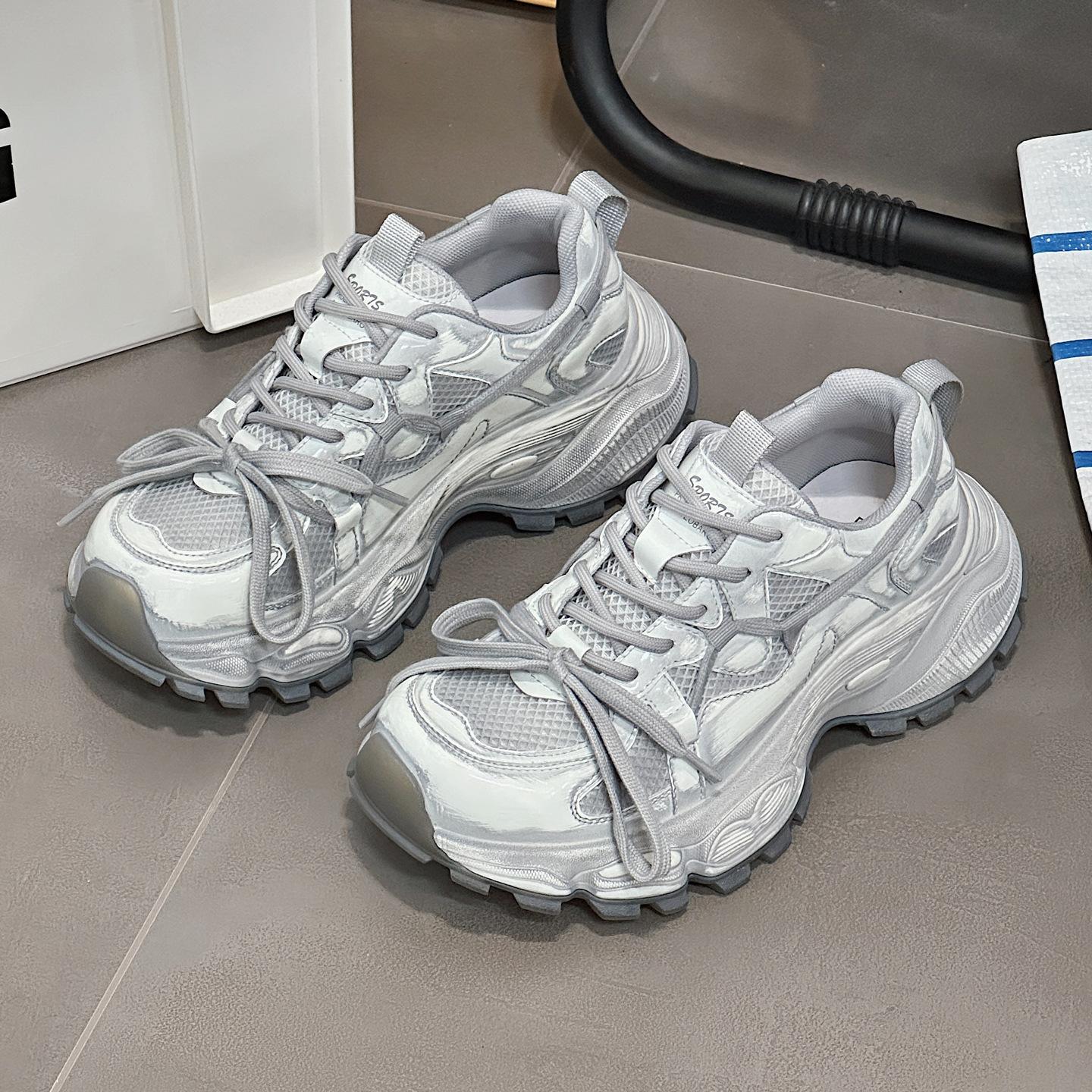 

Sneakers for Women Autumn Retro Polished Colored Old Casual Shoes Thick Sole Women s Shoes Hot Daddy Shoes 40