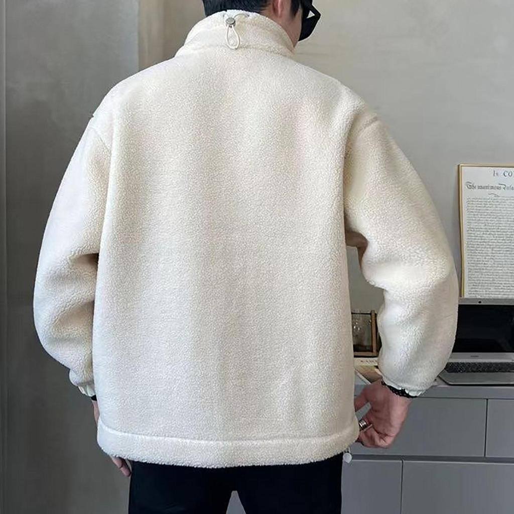 Lammuldsjakke Herre Ny Efterårs Vinterfrakke Plys og Tyk Mode Trend Varmt Tøj Mandligt Ydertøj Veste Homme