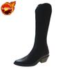 Knee High Shaft Shoes Woman Leather Large Size Warm Long Boots for Women New In Trend 2025 Sale Y2k Gyaru Quality Spring Goth Pu