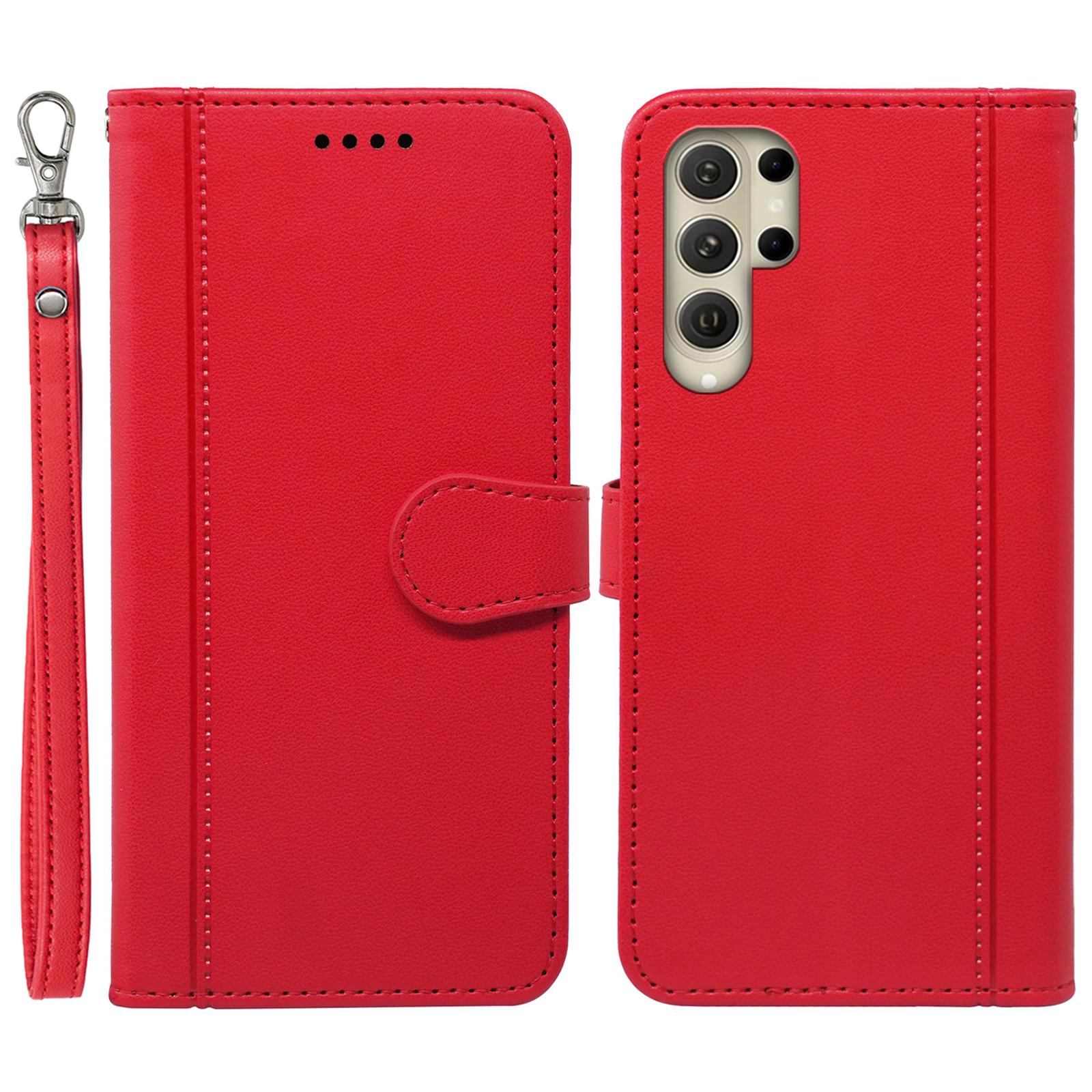 

Для Samsung Galaxy S25 Ultra Чохол-гаманець Магнітна застібка Шкіряний чохол для телефону з ремінцем Red