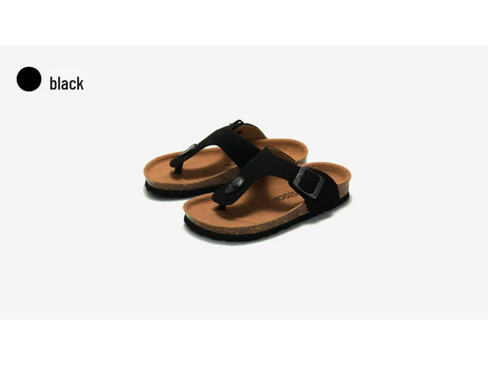 2025 Spring/Summer Kids' Cork Thong Sandals - Trendy Korean Style Toe-Post Flip-Flops for Boys and Girls