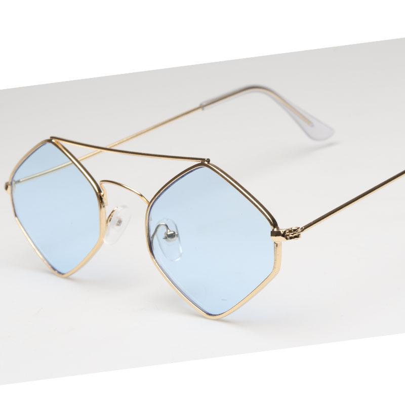Small Metal Frame Rhombus Sunglasses Women New Fashion Polygonal Vintage Alloy Ladies Sun Glasses Cat Eye Black Gold Shades