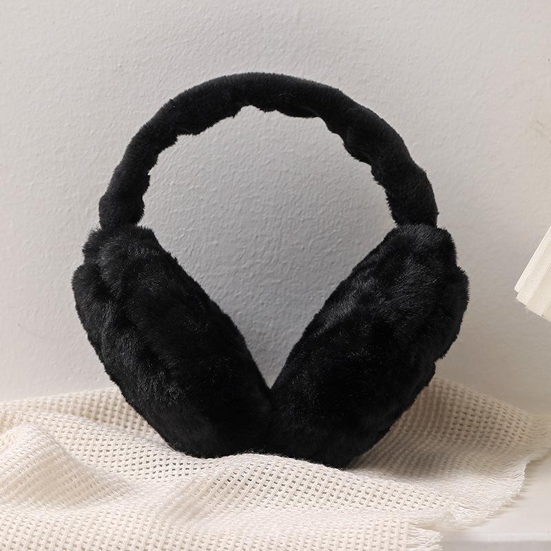 Foldable Plush Earmuffs: Cute, Solid Color, Warm, Cold-Proof for Men & Women.