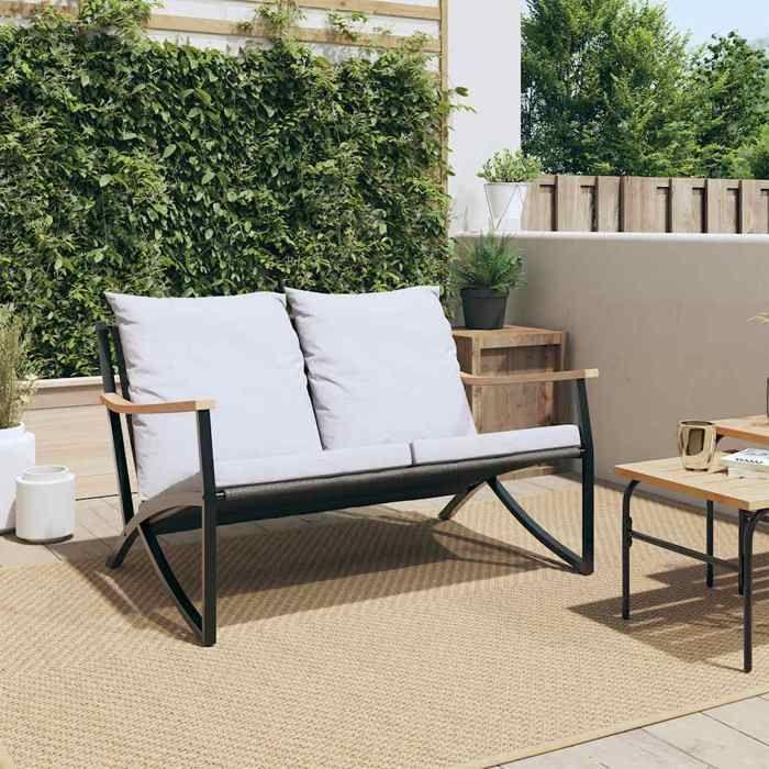VidaXL Garden Bench with Cushions 120 Cm Black Steel, Bench, Park Bench, Outdoor Seat, Outdoor Bench, Bench of 4009306