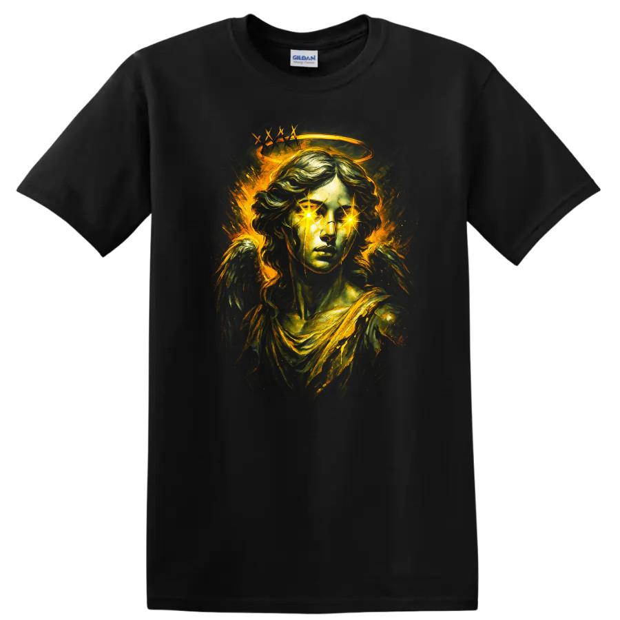 Angel Statue W/ Halo Neon Glow T Shirt Dark Urban Streetwear Graphic Tee