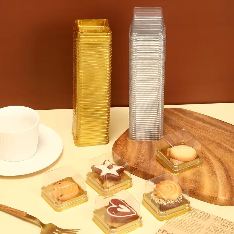 50pcs Clear Plastic Mini Cupcake Boxes Muffin Pod Dome Muffin Container Box for Wedding Birthday Dessert Baking Decorations