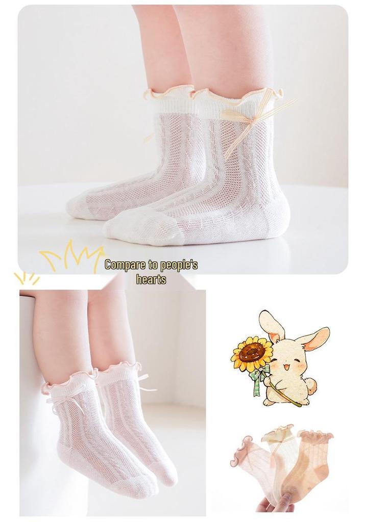 Spring & Summer Baby Bubble Cuff Mesh Socks - Thin, Seamless, Antibacterial for Infants & Toddlers