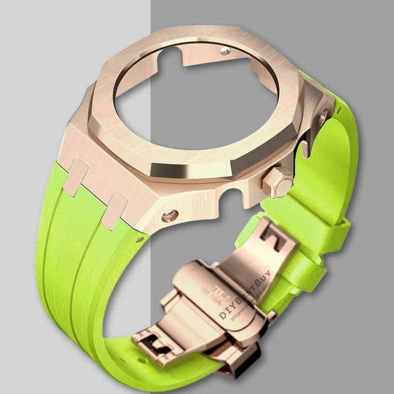 Ny Gen5 Casioak-fodral i rostfritt stål för G-Shock GA2100 Mod-kit Modifieringssats Metallram gummiband för GA2110 GAB2100