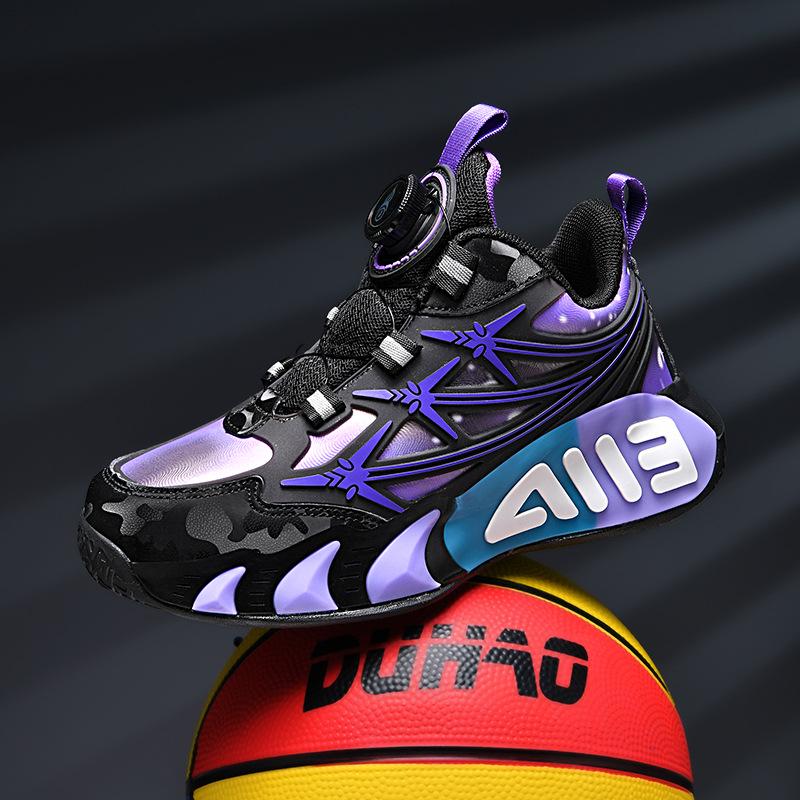 Rutschfeste Leder-Basketballschuhe für Kinder - Strapazierfähige, verschleißfeste Laufschuhe für Jungen