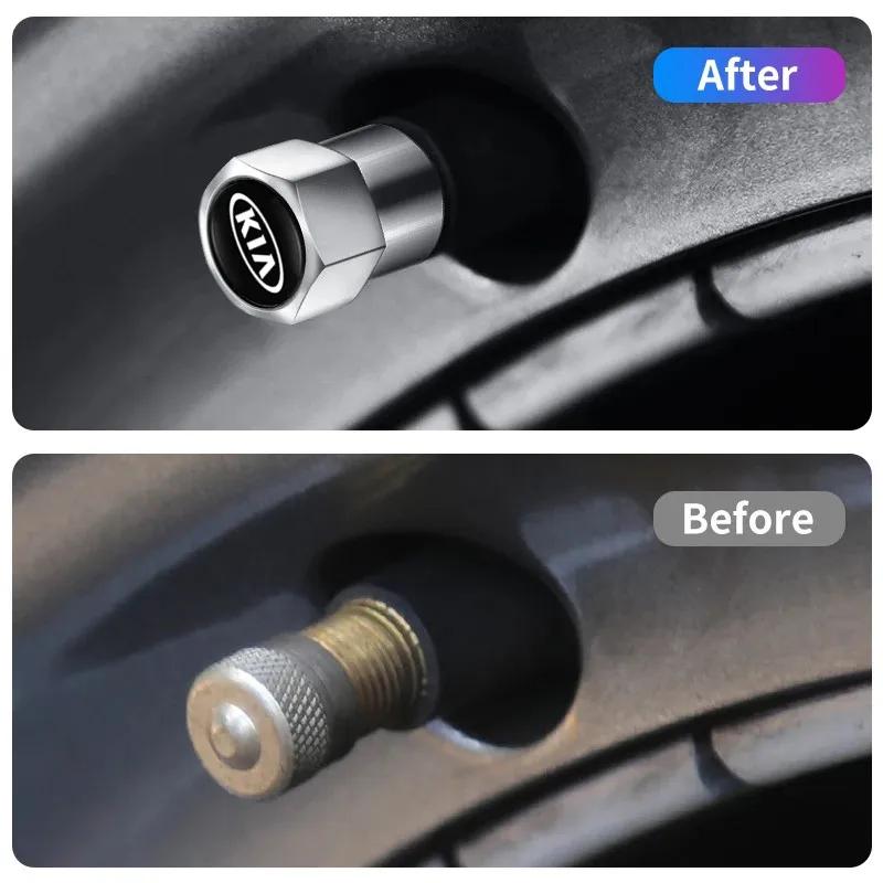 AADU1 4pcs Car Wheel Tires Valves Tyre Stem Caps For Kia Picanto Soul Rio Sportage Niro Morning Ceed Cerato