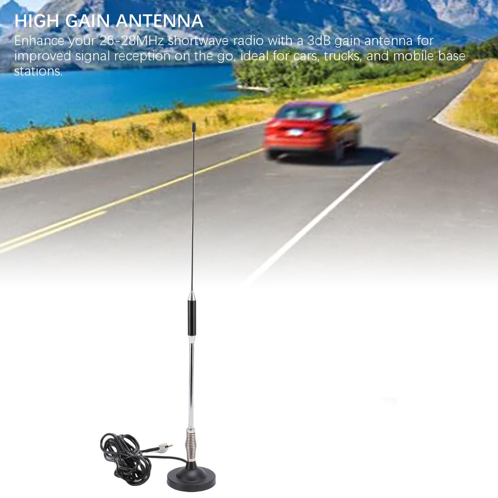 26-28MHz 26.37in CB Antenna Kit with Heavy Duty Magnetic Mount and Spring for Cars Trucks Mobile Base Stations CB Antenna Kit