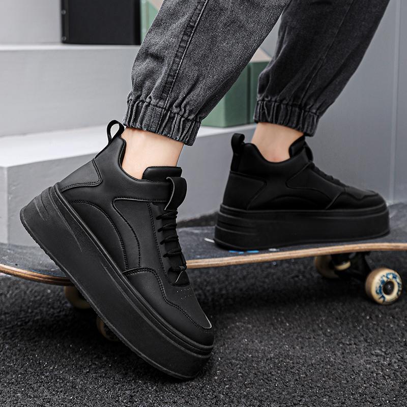 Street Platform White Sneakers Men High Top Men's Skateboard Shoes Fashion Casual Leather Chunky Sports Shoes Men Tenis Hombre