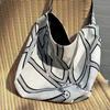 Linen Large Capacity Canvas Tote - Natural Woven Cloth Bag with Totem Design