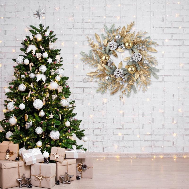 Artificial Christmas Wreath Branch Rattan Golden Garland For Front Door Hanging Wall Indoors Outdoors Christmas Ornament Decor