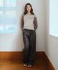 ROLAROLA Curved Pintuck Leopard Denim Pants Gray