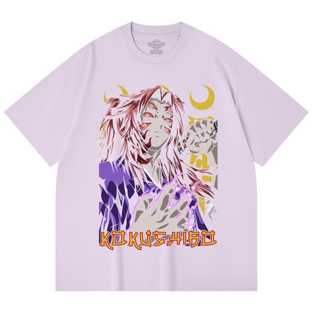 230 Gsm 100% Cotton Demon Slayer V105 Kokushibo Print Unisex Heavy Cotton T Shirt