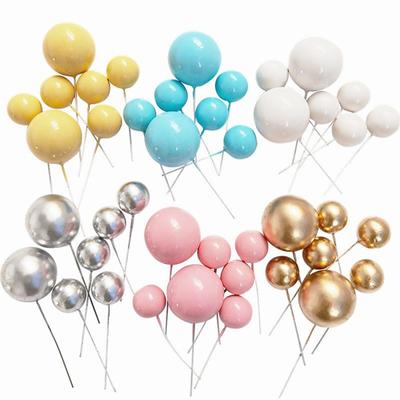 10 pezzi cake topper oro argento palla buon compleanno cake topper fai da te cupcake bandiera decorazioni di nozze palla di natale decorazione di compleanno