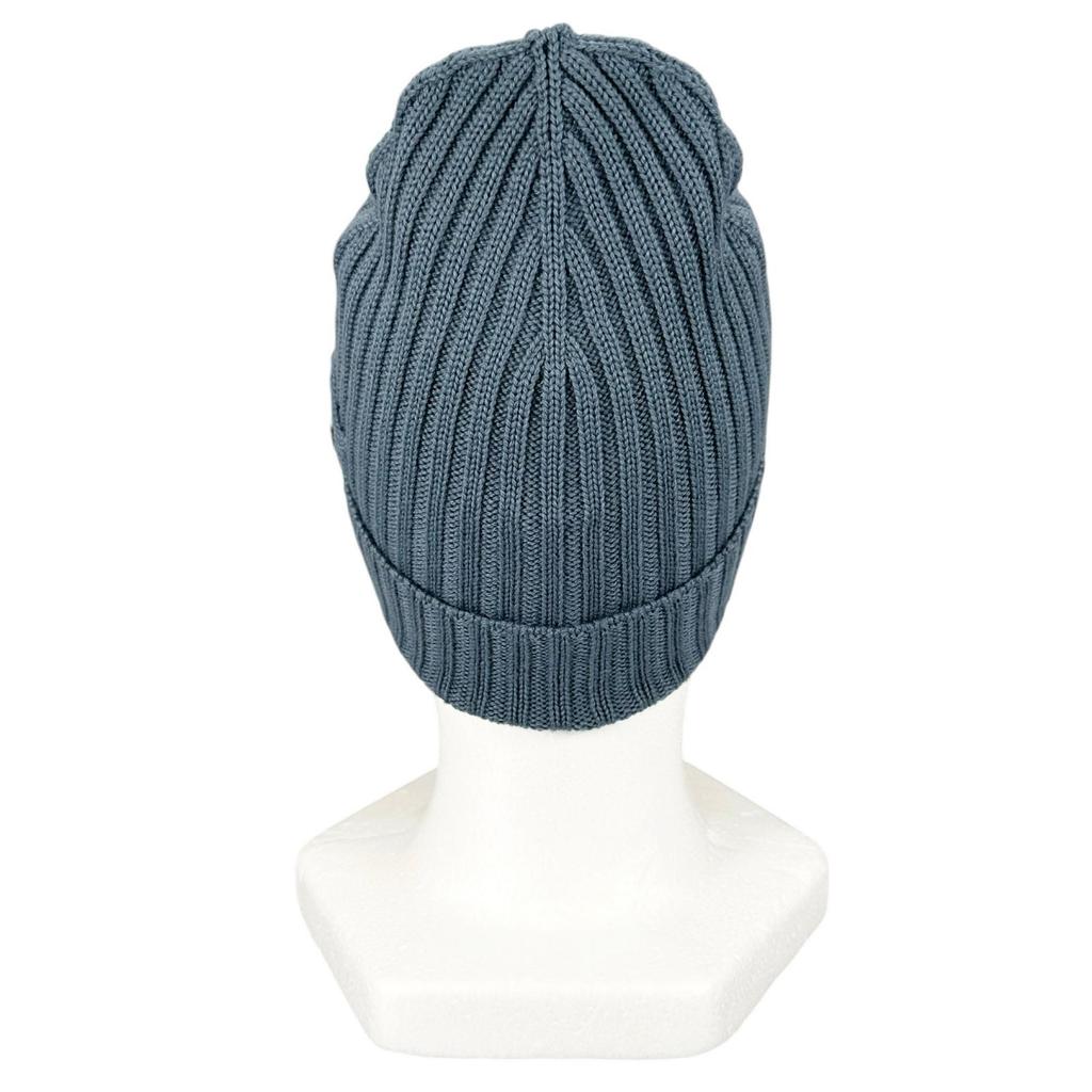 Excellent PRADA Knit cap Logo tag ribbed knit hat blue wool mens M UMD188 Used
