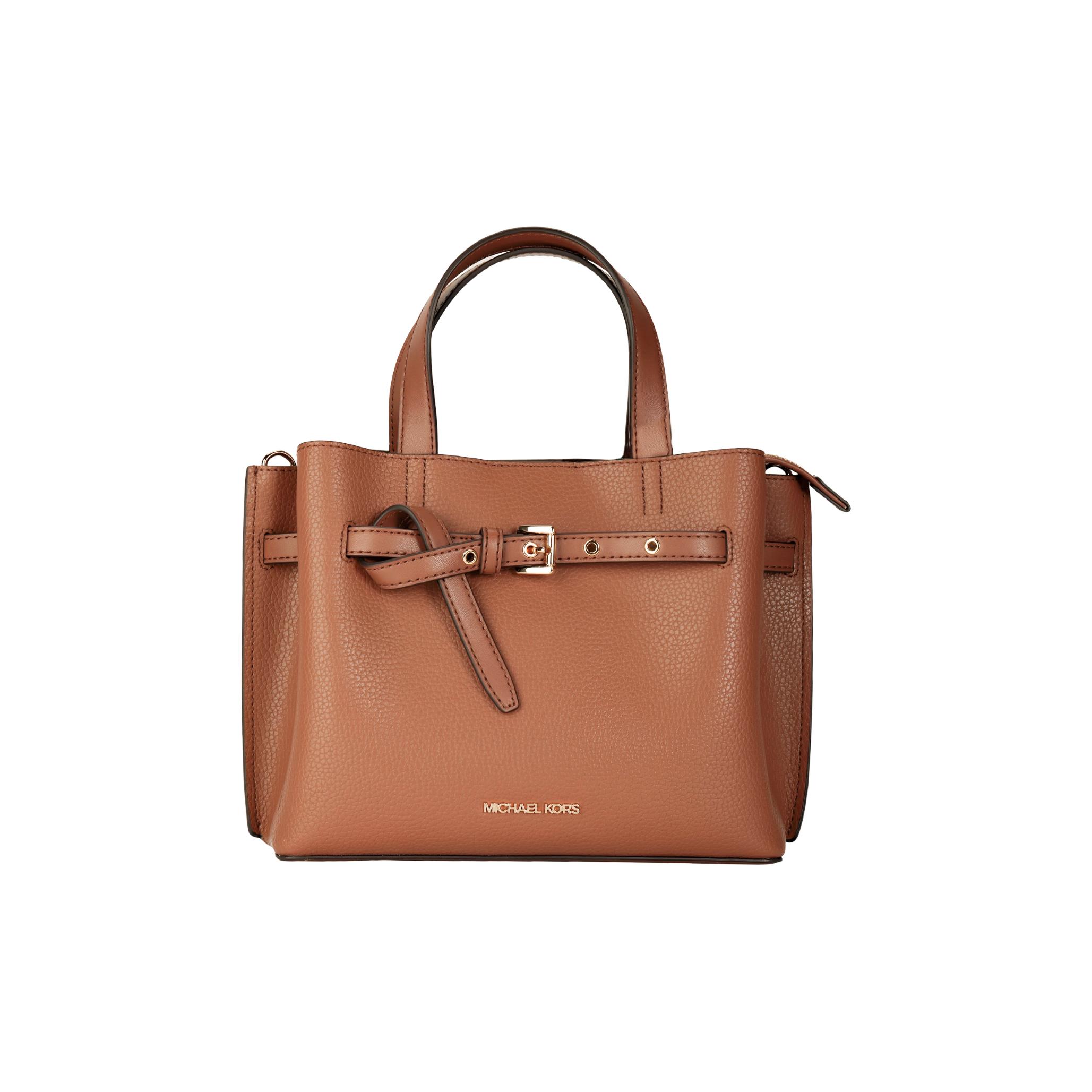 

Michael Kors MK Emilia Gold Buckle Braided Pebble Grain Solid Leather Tote Crossbody Bag Women bags Brown 35F0GU5S5T-230 Basic Set (Bag+Dust Bag)