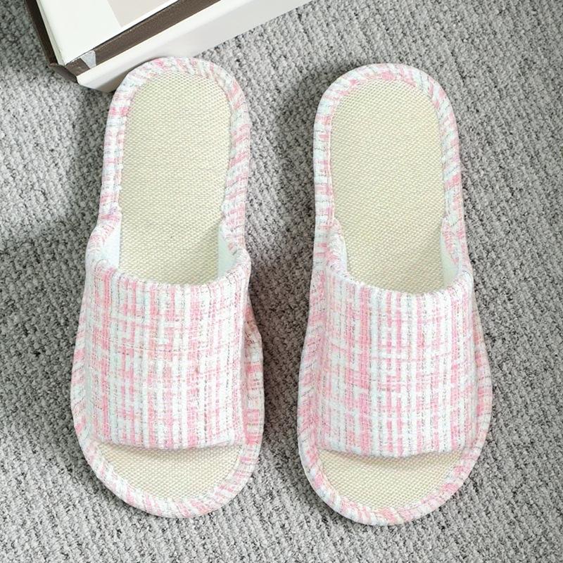 Fashion 2025 New Women's Fashion Home Linen Couple Slippers Breathable Home Shoes Moisture Absorbing Anti Slip Cotton Zapatos De Mujer