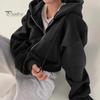 Frühling Damen Mantel Kapuze Kordelzug Lange Ärmel Taschen Reißverschluss Elastische Bündchen Saum Locker Sport Hoodie Freizeit Tägliche Kleidung Jacke