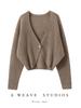 Fashionable Summer V-Neck Knit Cropped Cardigan with Sun Protection