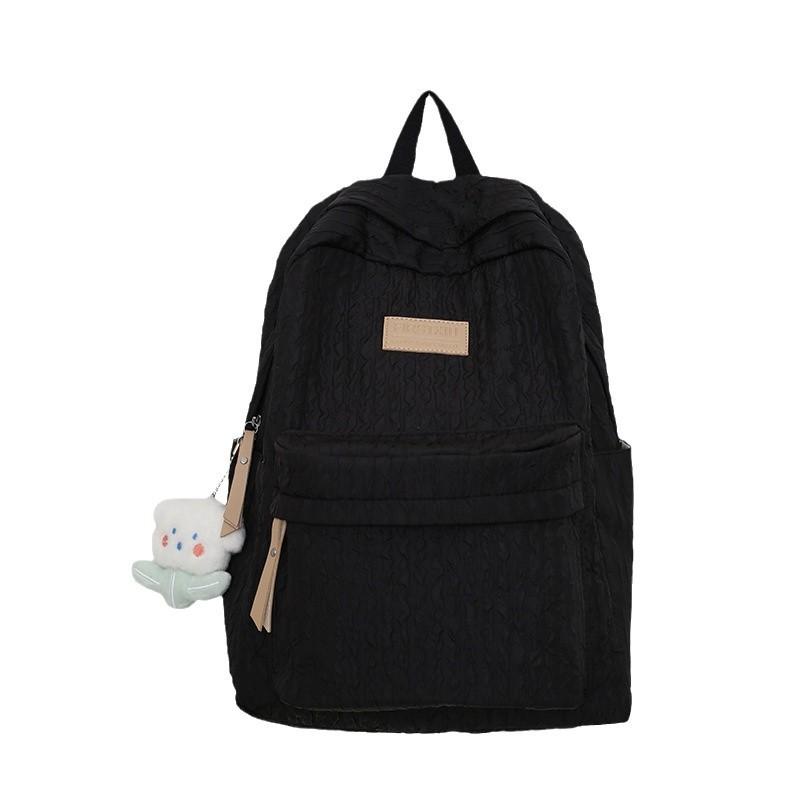 Schoolbag Korean Version of Junior High School Schoolbag Women's Solid Color Versatile Large-capacity Backpack Girl Small Fresh Travel Lightweight