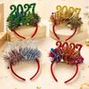 Creative Light‑Up 2027 New Year Headband Glitter Star Tinsel Christmas Head Hoop Flexible Colorful Party Hair Accessory Carnival