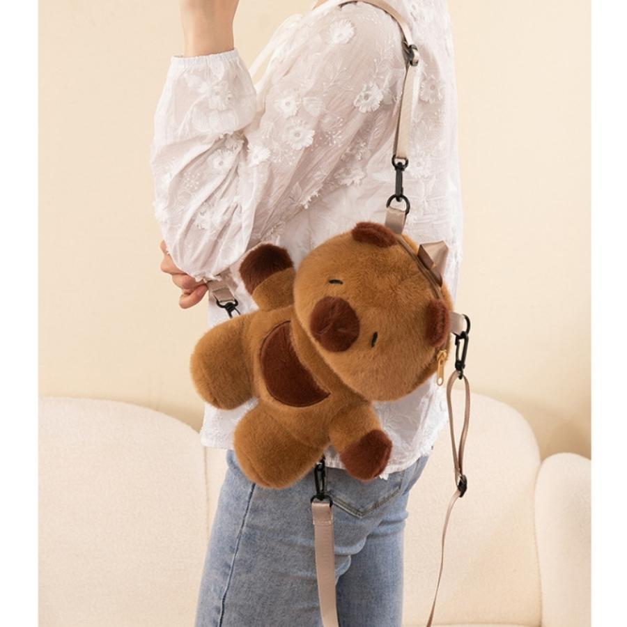 Kids Capybara Doll Plush Backpack Kawaii Animal Plushie Toy Fur Bag Children's Schoolbag Mini Knapsack Bags Gifts for Girlfriend