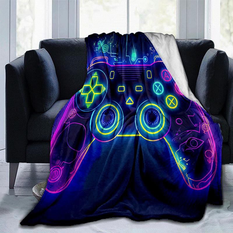 1pc Game Controller Printing Lightweight Flannel Blanket, Comfortable and Warm Blanket, for Camping Sofa Bed and Couch Office, Gift