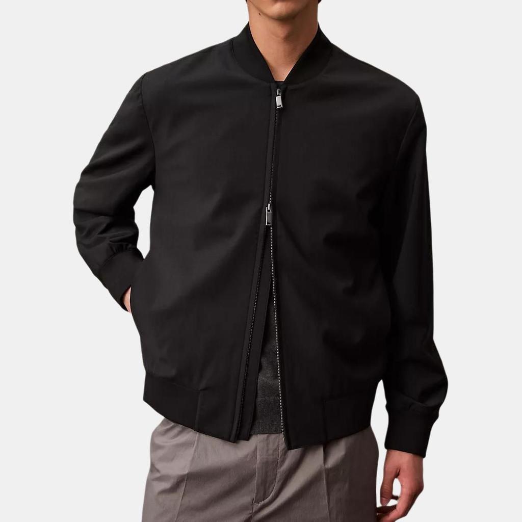 Calvin Klein Solid Color Minimalist Comfortable Pilot Long Sleeve Jacket Men Jackets Black 40EM517-001