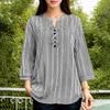 ZANZEA Women Casual Round Neck Grid Print Loose 3/4 Sleeve Blouse