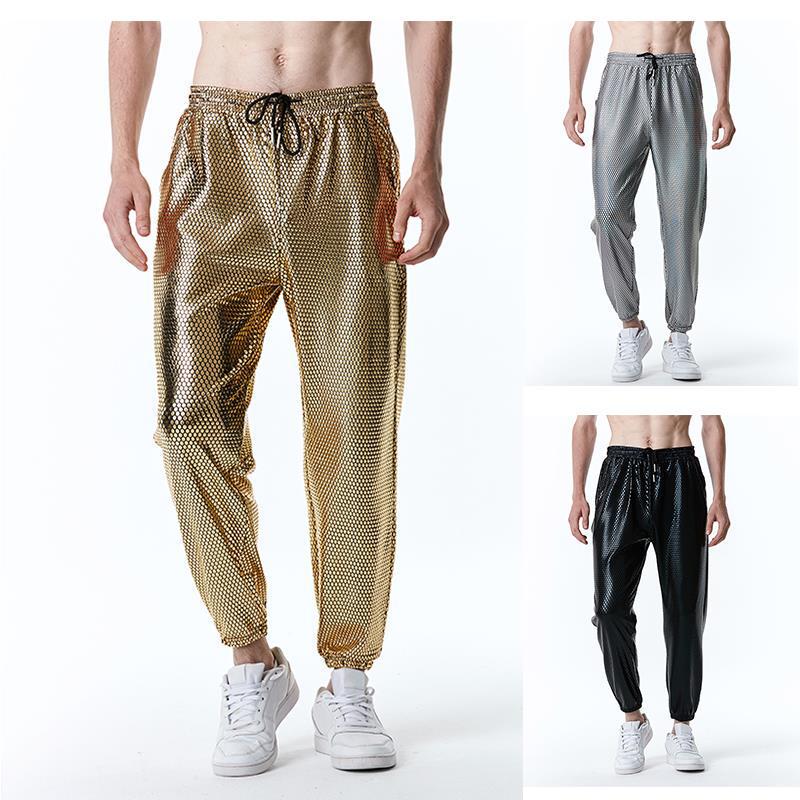 Herbst 2022 Herren Nachtclub Disco Leggings mit Diamantenmuster