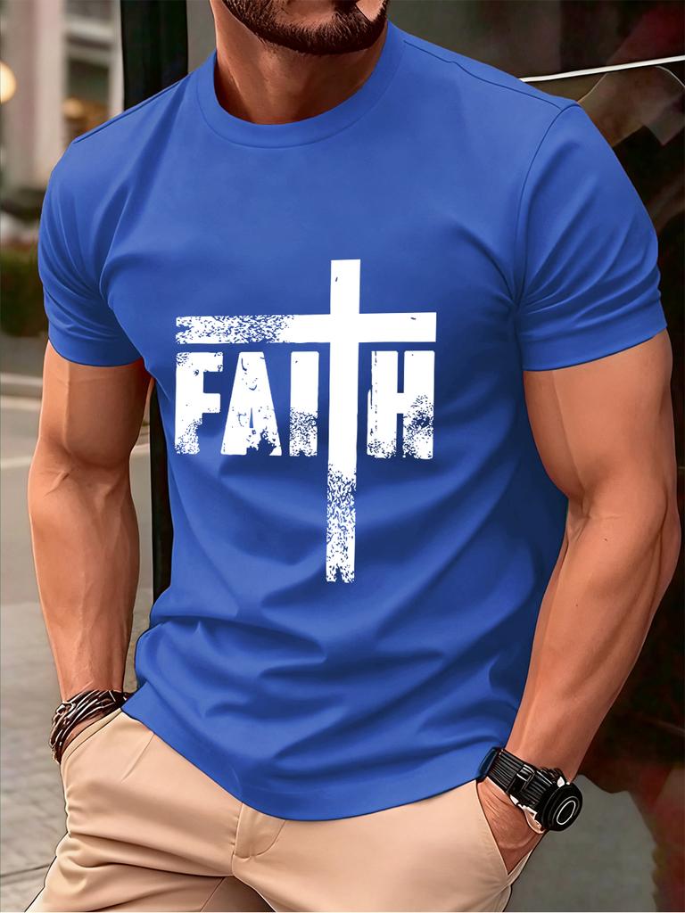 Faith The Cross Printed Cotton TShirts Mens Summer Short Sleeve Comfortable T Shirt Soft Oversized ONeck Tops Basic Clothes