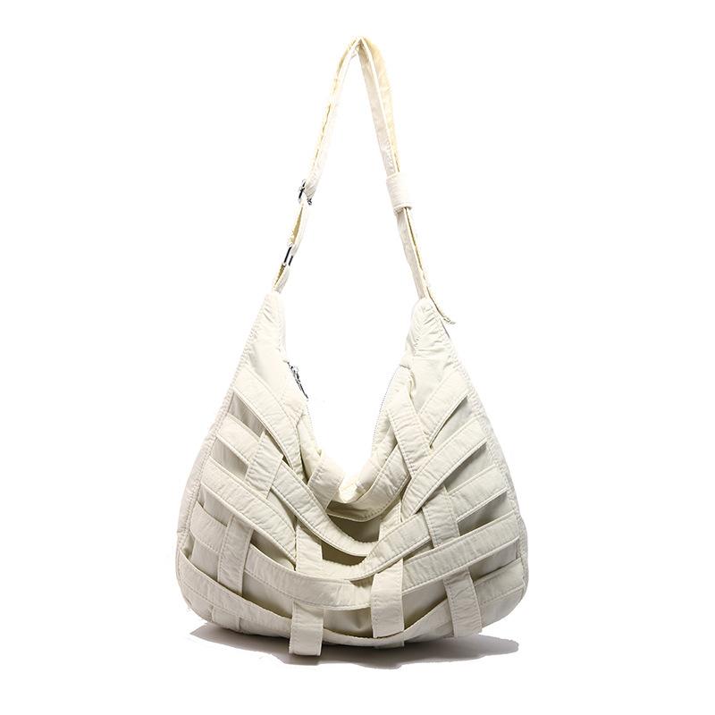 

Простая дизайнерская тканая сумка-тоут для женщин, легкая и универсальная повседневная сумка-мессенджер на плечо на осень и зиму 45*8*35 белый