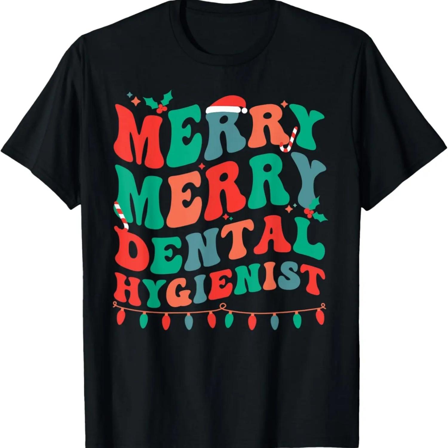 

Merry Dental Hygienist Christmas Dental Hygiene Xmas Party T-Shirt S чёрный