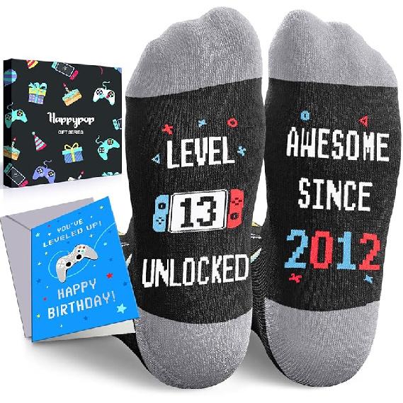 13 Year Old Gamer Gifts - 13th Birthday Gifts Awesome since 2012 Socks for Teen Boy Awesome Since 2012 Black
