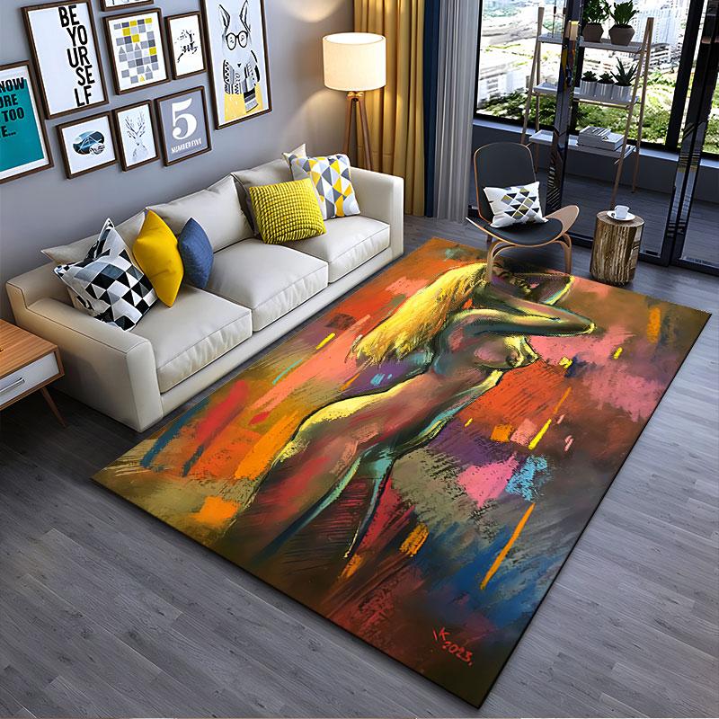Colorful Abstract Female Art suitable as a non-slip mat for the living room or bedroom sofa