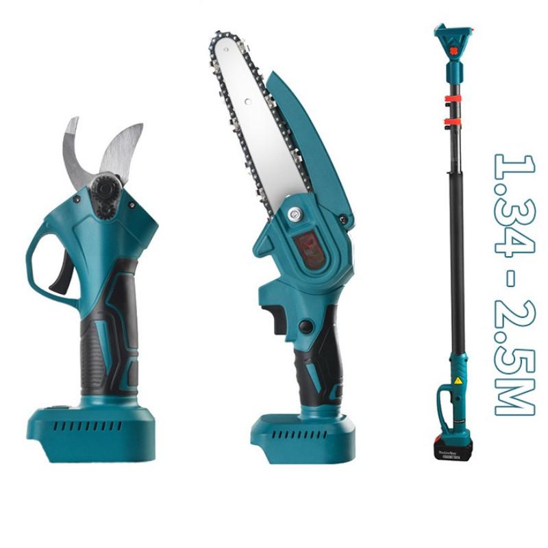 Rechargeable Gardening Tool Set Portable Outdoor Handheld Electric Saw Extendable High Branch Shears & High Branch Saw