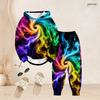 Women Plus Size Two Piece Set Hooded Long Sleeve Galaxy Printed Top Cuffed Pants