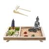 Zenes Garden Set for Desk with Rakes,Sand,Round Base,Miniature Pagoda Figure,Small Bridge Japanese Zenes Sand Garden
