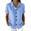 Women's Casual Comfortable Button Cotton Linen Short Sleeve Shirt Top